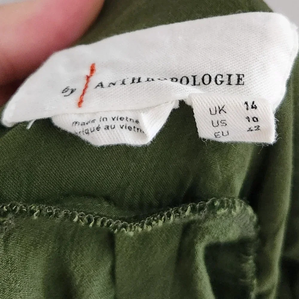 Anthropologie Olive Green Satin Jumpsuit - Picture 6 of 9